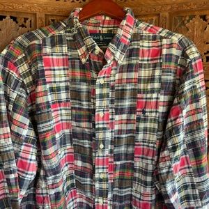 Polo Ralph Lauren Patchwork Plaid Shirt XXL Vtg